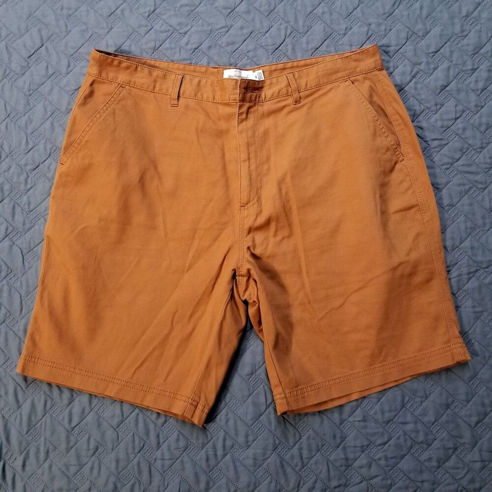 Weatherproof Vintage Chino Khakis Shorts Mens 36 Orange Flat Front Straight